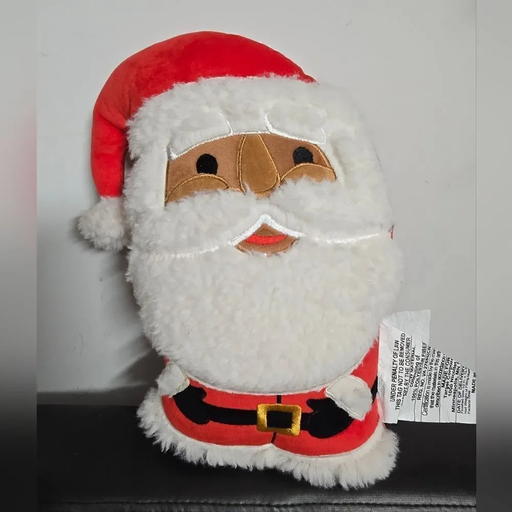 New Christmas Shaped Santa Faux Shearling Throw Pillow Red Wondershop